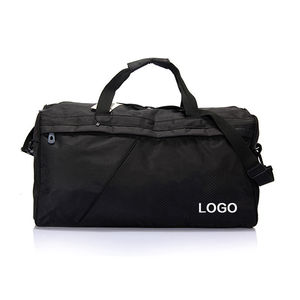Nouvel article : Sac de sport unisexe 30-40L en polyester avec fermeture éclair, sangle réglable, design décontracté noir uni - Product Image 1