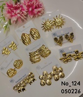 Anting-anting stud berlapis emas premium dari baja tahan karat dengan berlian Amerika dan mutiara |   Perhiasan Pernikahan Wanita Geometris Trendi Grosir