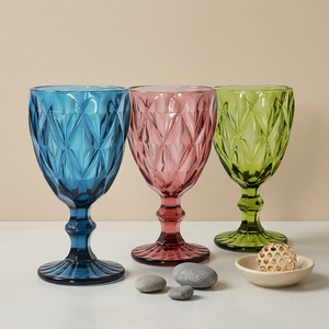Vintage Luxury Reusable Embossed Glass <b>Wine</b> <b>Goblet</b> for Home Decoration Fine Dining Brand Owners - Product Image 5
