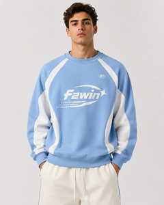Sudadera Unisex F2win Azul Claro con Mangas Raglán, Cuello Alto, Estilo Casual, Corte Regular, Tejido Transpirable de Felpa para Verano - Product Image 1