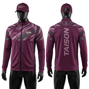 Veste d'entraînement de football pour hommes, tissu interlock en polyester premium 220 GSM, design à panneaux magenta et noir, logo personnalisé par sublimation - Product Image 6