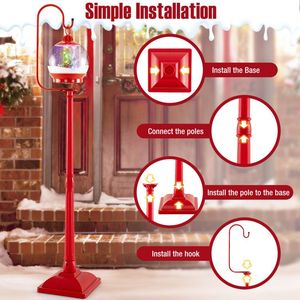68-Inch Festive <b>Musical</b> <b>Christmas</b> Street Lamp Post with <b>Snow</b> <b>Globe</b> Lantern <b>Christmas</b> Lights Product - Product Image 6