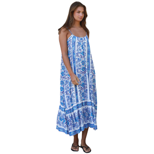 Vestido largo con cuello cuadrado para mujer, vestido festivo con estampado floral - Product Image 2
