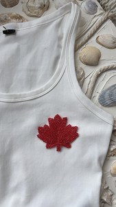 White Cotton Crew Neck Short Sleeve T <b>Shirt</b> Women Beaded Sacred Heart <b>Flame</b> Patch Embroidery Summer Casual Loose Fit Fashion Top - Product Image 3