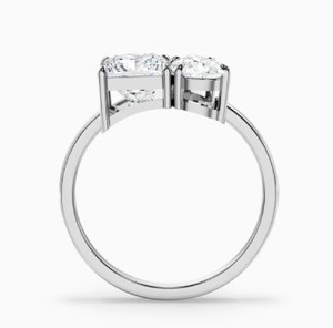 Anillo de Moissanita con Corte Princesa Toi Et Moi, Plata de Ley 925, Chapado en Oro Amarillo, Dos Piedras, Joyería de Lujo para Compromiso y Boda - Product Image 2