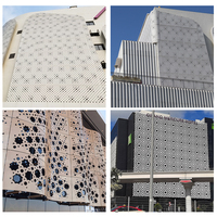 Revêtement de façade de bâtiment commercial avec panneaux en alliage d'aluminium découpés au laser, ignifuge et écologique, pour une architecture extérieure moderne
