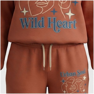 Ensemble de survêtement à capuche 2 pièces pour femme Urban Soul Wild Heart, sweat-shirt et pantalon de jogging en coton pleine longueur, tenue décontractée d'automne - Product Image 5