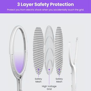 3 in 1 Electric Bug Zapper Racket 90 Degrees Rotating Telescopic Wand Indoor Outdoor Handheld Mosquito Swatter - Product Image 4