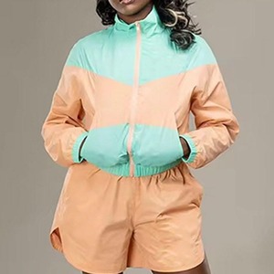 2026 High Quality Women Windbreaker Short Set Windproof Pants Zip-up Crop <b>Jacket</b> Streetwear Custom OEM Windbreaker Tracksuit Set - Product Image 3