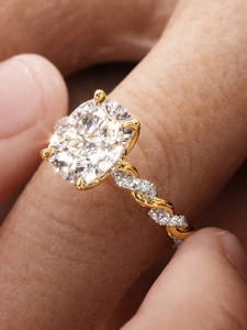 Cushion Lab Grown Diamond IGI Certified Solid Gold Engagement Ring Twisted Pave Band Vintage Fine Bridal Jewelry Custom Made - Product Image 6