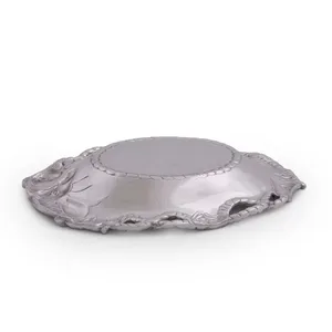 Plato Decorativo de Metal Hecho a Mano, Forma Irregular, Diseño Grabado Vintage, Bandeja para Servir en Bodas - Product Image 2