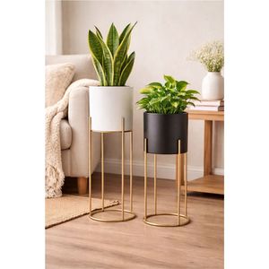 Nordic Luxury Brass Gold Metal Planter <b>Pot</b> with High Stand Durable Indoor Flower <b>Pot</b> Container for Living Room <b>Balcony</b> Decor - Product Image 2