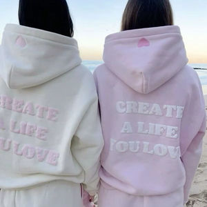 เสื้อฮู้ดดี้แบบ unisex รุ่น 2026 ผ้าฝ้าย 100% หนานุ่ม ทรงหลวมสำหรับผู้หญิง มีกระเป๋ากันน้ำ พร้อมตัวอักษร 3 มิติ สำหรับฤดูใบไม้ร่วง เสื้อฮู้ดดี้ unisex แบบหนา - Product Image 1