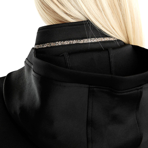 Veste d'équitation pour femme, à capuche, coupe ajustée, fermeture éclair, respirante, extensible, vêtements de sport d'extérieur, noire - Product Image 5