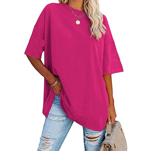 Camiseta Oversize de Algodón para Mujer al por Mayor, Estilo Urbano, con Logo Personalizado, Cuello Redondo, Holgada, Antiarrugas, de Secado Rápido, Color Personalizado - Product Image 4