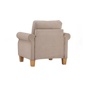 Cozy Beige Fabric IMPALA 1 Seater Sofa Minimalist Armchair with Solid Wood <b>Frame</b> for Living Room and Reading Nook - Product Image 4