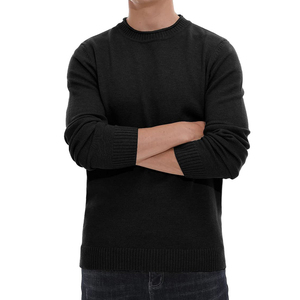 เสื้อสเวตเตอร์ไหมพรมคอกลมสีดำสำหรับผู้ชาย ทรงปกติ สีพื้น สไตล์ลำลอง สำหรับฤดูใบไม้ร่วง คุณภาพดีที่สุด สไตล์สตรีทแวร์ใหม่ล่าสุด - Product Image 5