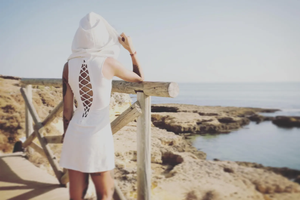 Vestido Mini con Capucha Blanco de Moda 2026, Top Bohemio de Algodón para Festival, Atuendo de Fiesta de Verano para Mujer - Product Image 3