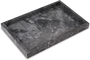 Plateau rectangulaire en marbre gris, pierre naturelle, décoration moderne de luxe pour la maison, plateau de service pour salle à manger, cuisine, salon - Product Image 4