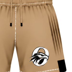 Tan <b>Brown</b> Black Rugby <b>Shorts</b> Elastic Waist Breathable Lightweight Team Training Performance Athletic Sports Uniform Bottoms - Product Image 4