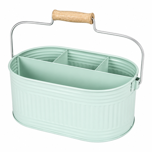 Porte-couverts galvanisé de qualité supérieure avec poignées latérales, organiseur de couverts en métal à 4 compartiments - Product Image 4