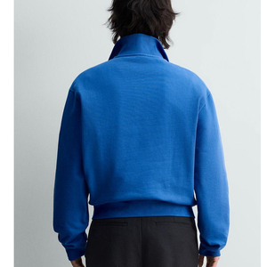 Men's Women's Streetwear Half Zip Pullover Oversized <b>Mock</b> <b>Neck</b> Plain Cotton Custom Logo <b>Top</b> - Product Image 3