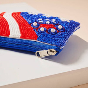 Monedero Patriótico con Cuentas de la Bandera de EE. UU., Rojo, Blanco y Azul, con Perlas y Estrellas, Mini Bolso Hecho a Mano con Cierre Magnético, Plegable y Duradero, para el 4 de Julio - Product Image 3