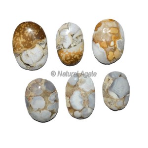 หินออนิกซ์สีน้ำเงินรูปไข่แบบคาโบชองแกะสลักจาก NaturalAgate.com กูร์การัต - Product Image 4