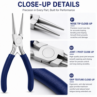 Pince à bec rond en acier inoxydable de haute qualité pour la pose de bijoux, outils de bricolage avec poignée bleue et options personnalisables
