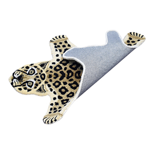 Tapis de sol pour enfants moderne en laine douce tuftée à la main, tapis de zone en forme d'animal léopard marron, tapis d'appoint mignon en forme de silhouette de guépard sauvage - Product Image 5