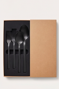 Ensemble de couverts en acier inoxydable noir mat, fabriqué à la main, pour la salle à manger, la cuisine, les mariages et les fêtes - Product Image 6