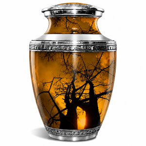 Urne funéraire Lone Tree Under the Stars avec motif ciel nocturne tranquille, design éclat céleste et élégante urne gravée en argent - Product Image 4