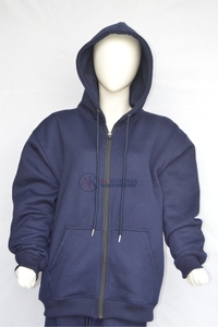 Sudadera con Capucha de Felpa Tejida Azul Marino para Mujer, 100% Algodón, Transpirable, Casual, Lavado Ácido, Ropa Deportiva Personalizada OEM - Product Image 3