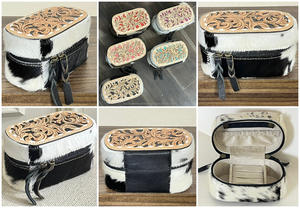 Estuche de Viaje de Cuero Hecho a Mano con Cierre de Cremallera Personalizado, Organizador de Joyas Pequeño y Portátil para Anillos, Aretes y Collares - Product Image 3