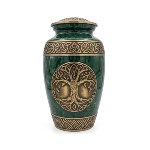 Urnas de Cremación para Adultos de Latón con Diseño de Árbol Grabado, Acabado en Mármol Rojo Pulido, Duraderas y Personalizables, para Cenizas Humanas, 200 Pulgadas Cúbicas - Product Image 5
