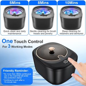 Pulitore a Ultrasuoni 45kHz per Apparecchi Ortodontici, 3 Modalità, Capacità 230ML, Luce UV per Pulizia Dentiere e Attrezzature per il Ripristino dei Denti - Product Image 3