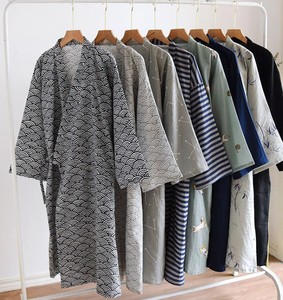 Cotton <b>Men's</b> Summer Casual Smooth Home Wear Pajamas Wholesale Custom Label Bathrobe <b>Cardigan</b> <b>Long</b> Sleeve Nightdress Sweat Suit - Product Image 1