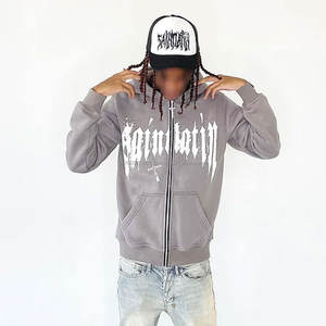 Sudadera con Capucha Personalizada para Hombre, con Cierre, Bordada, Lisa, Deportiva, con Logotipo, de Algodón y Felpa, para Invierno, Venta al Por Mayor - Product Image 1