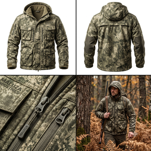 Mens Windproof <b>Waterproof</b> <b>Camo</b> Hunting <b>Jacket</b> Thermal Fleece Lined Heavy Duty Outdoor Shooting Sports Custom Logo Front Nylon - Product Image 5