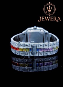 Reloj de Acero Inoxidable con Moissanita de Excelente Calidad, Estilo Hip Hop para Hombre, con Bisel Totalmente Cubierto de Piedras y Acabado de Joyería Premium - Product Image 6