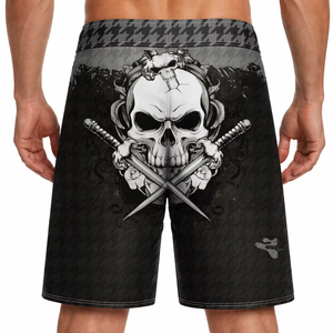 Shorts de plage pour hommes à imprimé crâne personnalisé en gros, séchage rapide, pour la plage et le surf - Product Image 2