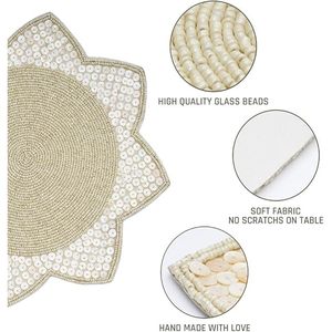 Handcrafted Luxury Round Beaded Placemats for <b>Dining</b> <b>Table</b> Wedding Christmas Party Decor - Product Image 3