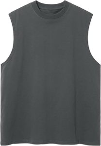 Camiseta sin mangas de punto vintage para hombre con lavado mineral - Top casual de cuello redondo tipo muscle tank, 100% algodón ecológico para gimnasio y verano - Product Image 5