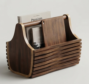 Cesta de Almacenamiento Multifuncional Moderna de Una Sola Capa, Color Marrón, Hecha a Mano, de Madera, para Cocina, Uso Doméstico, Venta al Por Mayor - Product Image 5