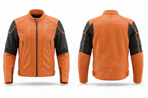 Veste de moto en cuir élégante et protectrice avec épaulettes rembourrées et manches zippées, veste de moto de sécurité intégrale - Product Image 4