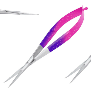 Ciseaux à cuticules de précision incurvés multicolores en acier inoxydable tranchant à ressort avec poignée texturée et logo personnalisé pour - Product Image 3