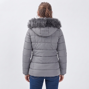 Veste matelassée pour femmes avec capuche en fourrure, manches longues, chaude pour l'hiver, 100% polyester, doudoune rembourrée pour femmes - Product Image 2