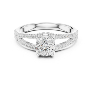 Anillo de Compromiso de Oro Blanco de 14K con Diamante Cultivado en Laboratorio Redondo para Mujer, Nuevo Diamante Cultivado - Product Image 1