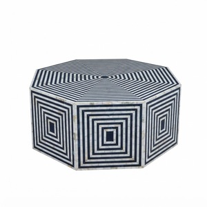 Table basse en os incrusté bleu et blanc, faite à la main, motif floral cascade, pour entrée, bureau, vente en gros, artisanat indien, mobilier de salon - Product Image 4