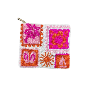 Porte-monnaie perlé fait main, pochette zippée rayée vert et blanc, portefeuille à lettres personnalisé, sacs à main perlés brodés à la main - Product Image 5